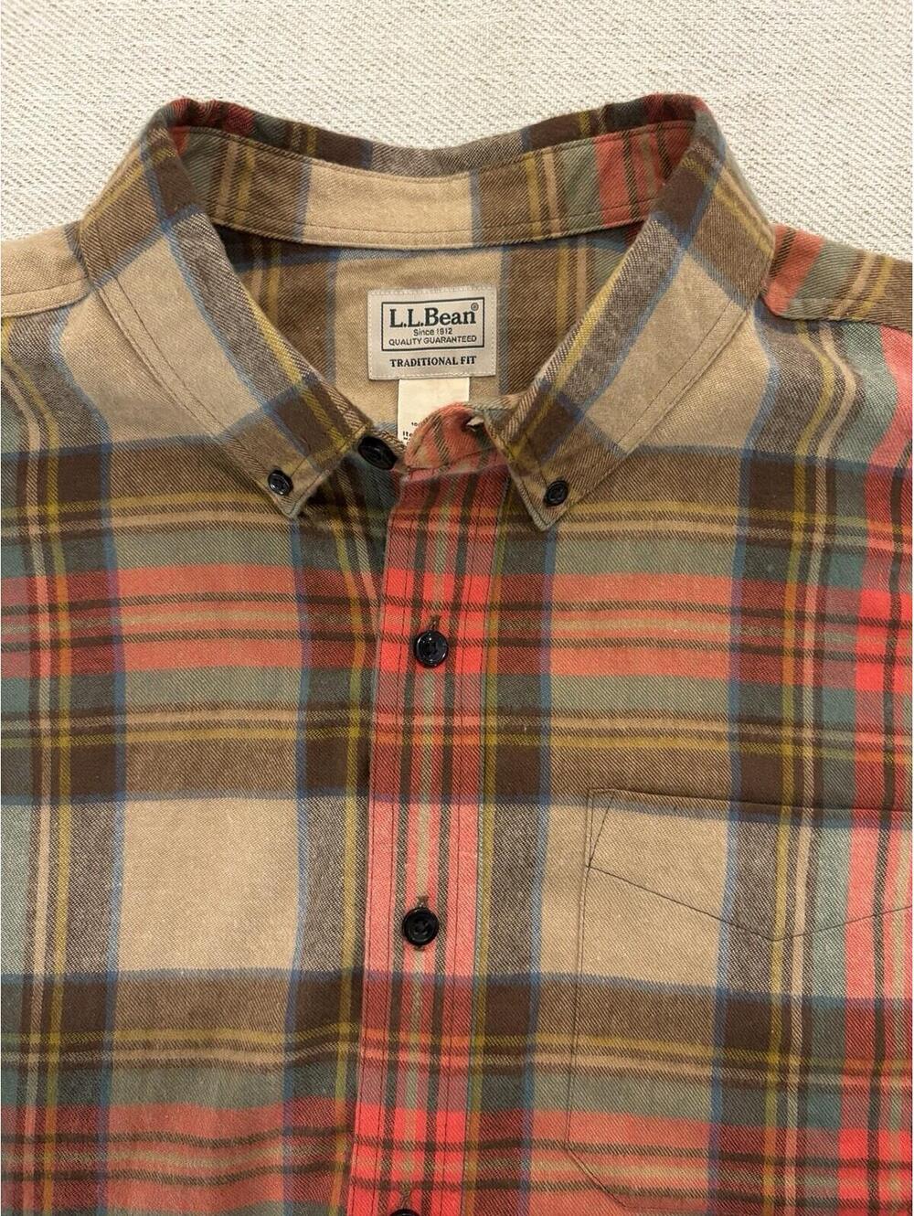 LL Bean Scotch Plaid Flannel Antique Dress Stewart Sz Large - Picture 7 of 8